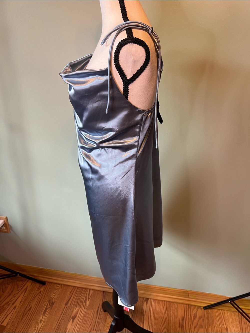 Cider Light Blue Silky Cowl Neck Slip Dress Size XL - Picture 3 of 7